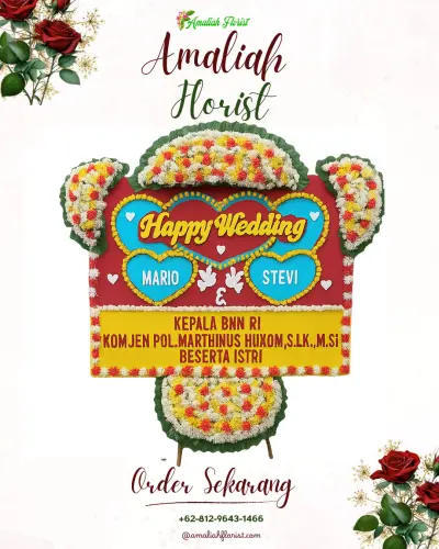 Karangan Papan Bunga Pernikahan di Sario Utara